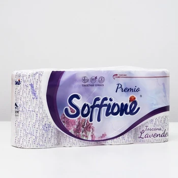 Soffione Premium Toscana Levandule Toaletného Papiera, 3 vrstvy, 8 rožkov