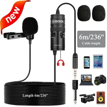 Nový Monitor Lavalier Mikrofón pre Canon iPhone Podcast, 19 Stôp BOYA Všesmerového Kondenzátora Mic pre Nikon, Sony, iPhone 11 10 8 X 7