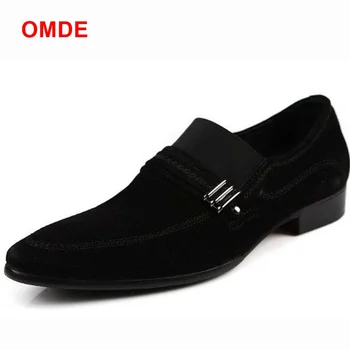 OMDE Black Suede Shoes Mužov Nový Príchod Ukázal Prst Mokasíny Módne Pošmyknúť Na Bežné Obuv Muži Šaty Topánky pánske Fajčenie Byty