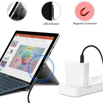 65W maximálne 45 w PD Nabíjačku USB Typu C, Napájanie Notebooku Adaptér pre Microsoft Surface Pro 6/5/4/3 Kniha Go Tablet 15V PD Nabíjací Kábel