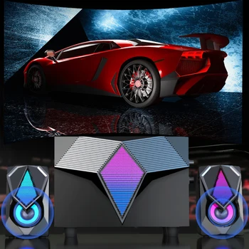 Nové 2021 Farebné LED Svetlo PC Reproduktory pre Priestorový Zvuk Systém, Herné Stereo Subwoofer, USB Káblové Basy Hrubé Pre Stolný Počítač,