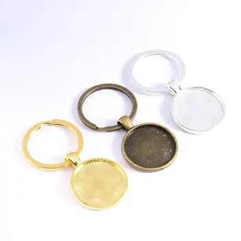 5 ks/veľa Keychain S Príveskom Rám Prázdny Fit 25 mm Portrét Sklo Cabochon Základne Nastavenie DIY Keychain krúžok na Dodávky Pre Šperky