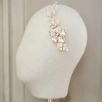 Ručné Kvetinové Svadobné Vlasy Kus Špirála Sladkovodné Perly Ženám, Šperky, Svadobné Headpiece Vlasy Ornament