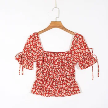 Letné dámske tričko bežné kvetina tlače luk dekorácie tričko