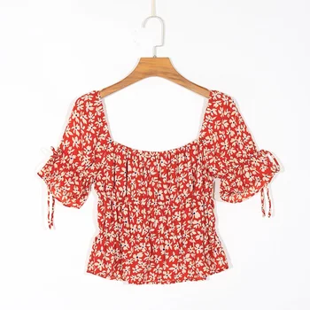 Letné dámske tričko bežné kvetina tlače luk dekorácie tričko
