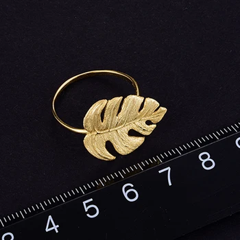 Lotus Zábava Reálne 925 Sterling Silver Prírodné Dizajnér Jemné Šperky 18K Zlata Monstera Listy Krúžok Nastaviteľné Prstene pre Ženy Bijoux