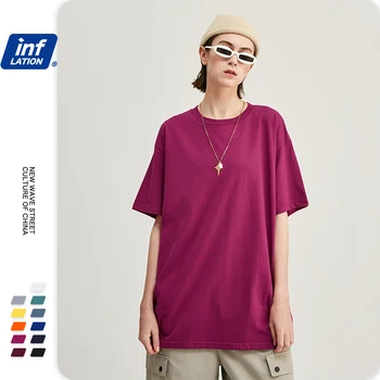 INFLÁCIA 2020 Lete Nové T-Shirt Mužov Bavlna Farbou Bežné tričko Základy O-krku Loose Fit Plus Veľkosti Mužskej Tee 1000S20