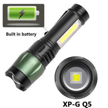 Postavený v Batériu Mini LED Baterka XP-G O5 USB Rechargable Super Svetlé 3 Režimy Horák, Vodotesný, Prenosný KLASU Camping Svetlo