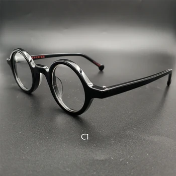 Pánske retro malé okrúhle okuliare, rám, kvalitné retro acetát optické okuliare, transparentné objektív čítanie okuliare dámy