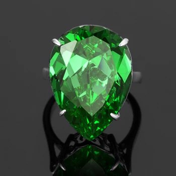 Szjinao čistý 925 silver ruskej Zelený Smaragd krúžok sa Môžu Birthstone kvapka Vody bulharsko šperky bohemia dámske prstene, luxusné značky