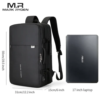 Mark Ryden Muž Batoh Fit 17 Palcový Notebook USB Nabíjanie Multi-layer Priestor Cestovná Taška Obchodné Muž Anti-Theft Mochila