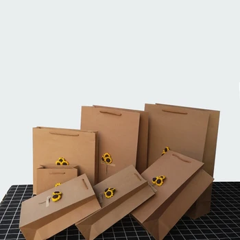 10pcs/veľa Retro Tote Bag Black Kraft Papier Tašky DIY Sušené kvety Darček Taška Univerzálny Nákupné Centrum Obuvi, Oblečenia baliaci Papier