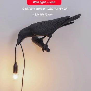 Vrana Vták Nástenné Svietidlo Sconce Luminaria Art Deco Lampade Da Parete Šťastie Raven Decoracion Casa Moderna Tabuľka Vnútorné Osvetlenie HOMHI