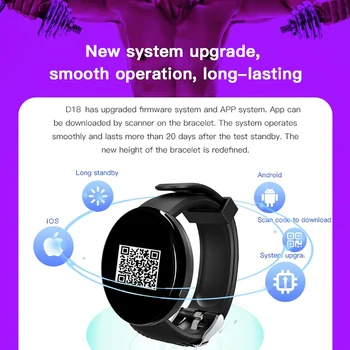 D18 Inteligentný Náramok Srdcovej Frekvencie, Krvného Tlaku Zdravie Nepremokavé Smart Hodinky D18 Bluetooth Hodinky, Náramok Fitness Tracker