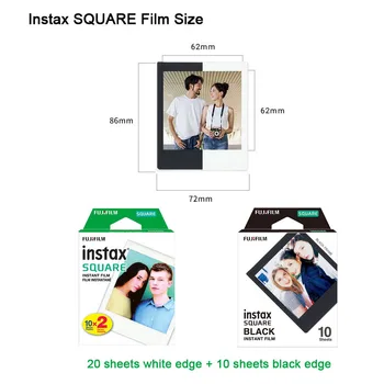 10-30 Listy Fujifilm Instax Námestie Film pre SQ20 SQ10 SQ6 Instantné Fotoaparát SP-3 Tlačiareň Biela / Čierny Okraj Foto Papier Fólie