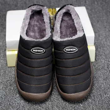 Nové teplé pánske papuče plyšové zimné papuče pre mužov nepremokavé Flip Flops Topánky mäkké mužské topánky