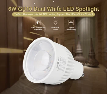FUT107 AC100~240V 50/60Hz 6W GU10 Dual Biele LED Reflektor Biela teplá biela farba lampa APP / 2.4 G RF diaľkového / ovládanie Hlasom