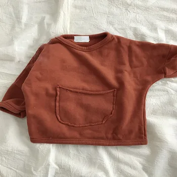 2019 kórejský detské oblečenie na jeseň chlapcov a dievčat, westernized kórejský vrecku sveter top