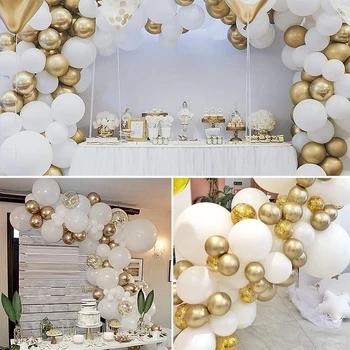 DIY Biele a Zlaté Balóny, Konfety Arch/Garland Držiak pre Svadobné Party Dekorácie, Detské Sprcha Výročie Svadby, Party Decor