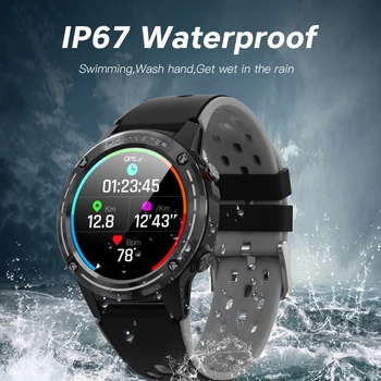 ESEED 2020 GPS M6 Smart hodinky mužov 1.3 palcový 360mAh Bluetooth hovor kompas, Barometer Geomagnetického indukčné Gyro vonkajšie smartwatch