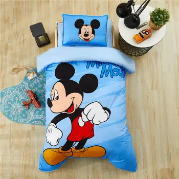 Mickey mouse posteľná bielizeň nastaviť pre deti, domáce dekorácie deka zahŕňa prehoz cez posteľ posteľ 2-3ks podpora narodeninové darčeky cartoon modrá nové