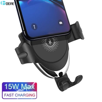 DCAE Qi Bezdrôtová Nabíjačka do Auta pre iPhone 11 Pro XS Max XR X 8 Air Vent Gravitácie Držiaka Telefónu 15W Rýchle Nabíjanie Pre Samsung S10 S20