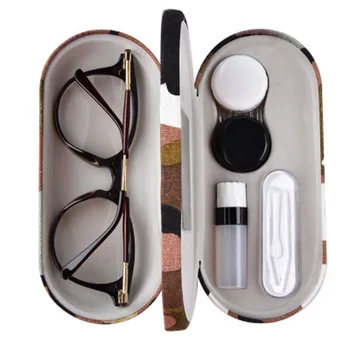 Creative Dual Používať Okuliare Prípade Handmade 2 V 1 Dvojvrstvové Box viacúčelový Prenosný Kontaktné Šošovky Políčok Pre Mužov, Ženy Unisex