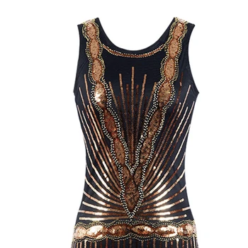 1920 Krídlovky Revúci 20s Veľký Gatsby Kostým Sequin Korálkové Šaty a Ozdobené v štýle Art Deco Šaty Zlato / Striebro