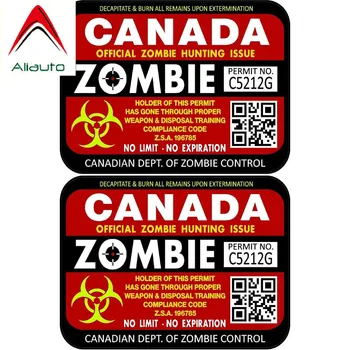 Aliauto 2 X Retro-reflexné Auto Nálepky Módne Kanada Zombie Lov Licencia Umožňuje Nepremokavé PVC Nálepky,12 cm*9 cm