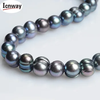 Prírodné čierne sladkovodné Perly 9-10 mm Pre Šperky, Takže 15inches DIY náhrdelník náramok náušnice ping Veľkoobchod
