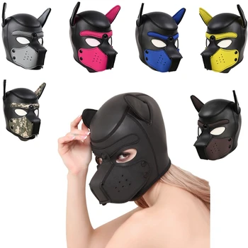 2019 Nové SM Sex, Ženy, Dievčatá, Cosplay Rekvizity Poslušný Šteňa Maska Úlohu Hrať Sexy Lady Gumy 7 Štýlov Prilba Psa Mäkké Latexové Masky