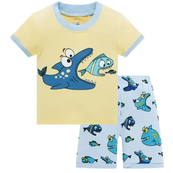 2019, Baby, deti Pyžamo Set detské letné Krátky Rukáv bavlna sleepwear Chlapci Cartoon pyžamá dievčatá roztomilé domáce oblečenie set sa
