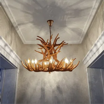 Horn jeleň Antler luster a štýlové osvetlenie loft priemyselné vintage retro lustre kaviareň Kuchyňa Jedálenský hangin lampa
