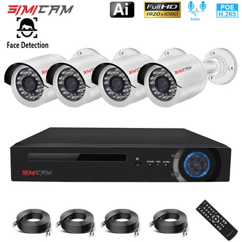 Home Fotoaparát Bezpečnostný Systém, 1080P POE CCTV Full HD 5MP NVR 2/4CH Audio 2MP IP Kamery Vonkajšie P2P Vdeo Surveillance Camera Set