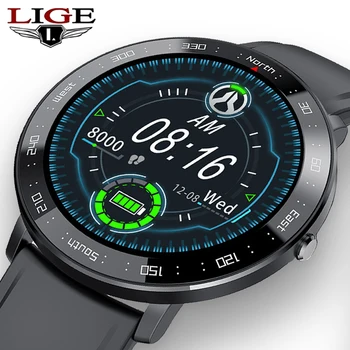 LIGE Nové Inteligentné hodinky Mužov nepremokavé 1.3 plne dotykový displej Športové Smart hodinky Dámy srdcovej frekvencie Fitness tracker Mužov Smart hodinky