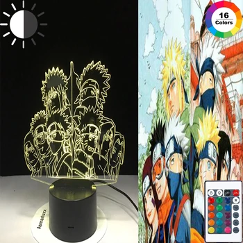 3D RGB Lampa Naruto Anime Obrázok Mangas Nočné Osvetlenie, dc svetlo LED De Colores Smart Touch Spálňa Abajur Infantil