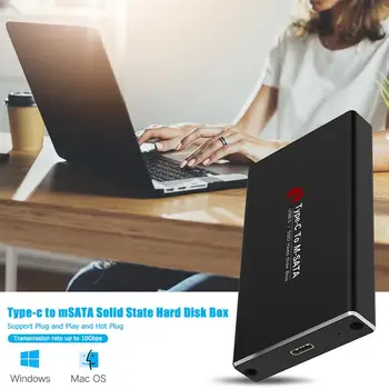 Typ C pre mSATA SSD Mobilné Prípade Box USB3.1 Ultra-rýchle a veľkokapacitný Prenos Údajov z jednotky ssd (Solid State Drive) Vonkajší Kryt