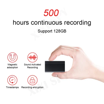 Hlasový záznamník 500 hodín hlasový záznam zvuku zvuk mini aktivovaný digitálny profesionálny micro flash drive magnetické