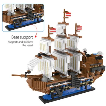 LOZ Mini bloky Caribbean Pirate Plachtenie Black Pearl Loď Loď Queen Annes 3D Model DIY Budovy Diamond Blokov Tehly deti hračky