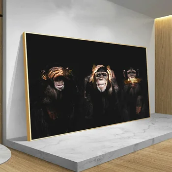 Tmavé cesty Opice Gorila Obrázky Zvierat Umenie Plagáty Vytlačí Plátno, Maľovanie obrazov na Stenu Pre Obývacia Izba Domov Cuadros Dekor