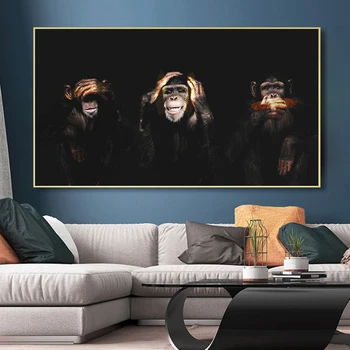 Tmavé cesty Opice Gorila Obrázky Zvierat Umenie Plagáty Vytlačí Plátno, Maľovanie obrazov na Stenu Pre Obývacia Izba Domov Cuadros Dekor