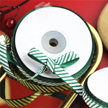 (25 metrov/lot) 10 mm Zelenej a bielej pruhované dekoratívne stuhou Vianočné dekorácie darčeka tesniace pásky