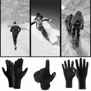 Zimné outdoorové športové rukavice, teplý dotyk obrazovky, full-prst horolezectvo light plus vetru, non-sklzu, zamat, R7U0