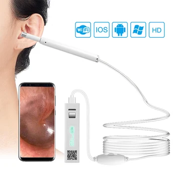 F170B Biela wifi Ucho clener otoscope bezdrôtový ucho vybrať video otoscopio lekárske usb endoskop inšpekcie fotoaparát s darčekovej krabičke