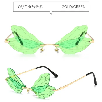 Slnečné Okuliare Dragonfly Motýľ Okuliare Módne Bez Obrúčok Ženy Okuliare Lady Osobnosti Slnečné Odtiene Gafas
