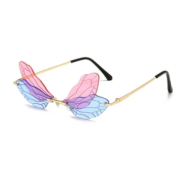 Slnečné Okuliare Dragonfly Motýľ Okuliare Módne Bez Obrúčok Ženy Okuliare Lady Osobnosti Slnečné Odtiene Gafas