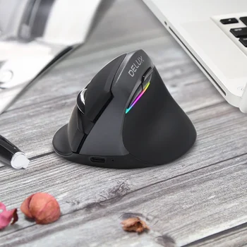 Delux M618 Mini Ergonomická Myš Herné Bezdrôtový Vertikálne Myš 2,4 GHz Bluetooth RGB Nabíjateľná Tichý Myši pre Office