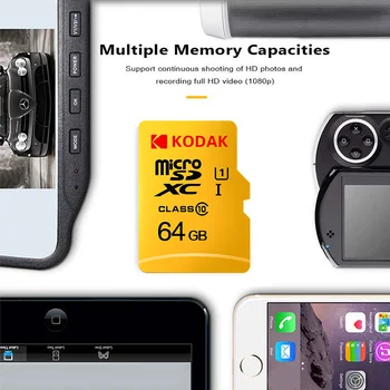 KODAK Micro SD 128 gb kapacitou 256 GB microsd 512 gb Pamäťovú Kartu Flash, 32 GB, 64 GB U1 TF 4K Triedy 10 tarjeta Micro SD Karty U3 UHS-I 16GB