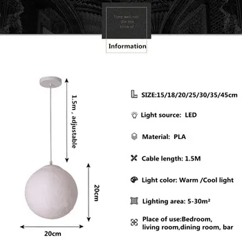 3D Tlač Prívesok Mesiac Svetlá Novinka Tvorivé Mesiac Atmosféru Nočné Svetlo Lampy Reštaurácia/Bar Závesné Osvetlenie Prívesok na Čítanie