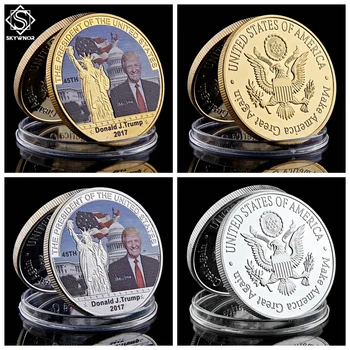 5 KS 2017 Americký 45th Prezident Donald Trump USA Suvenír Zlaté Mince, Aby Americký Skvelé Opäť Token Hodnota Mince